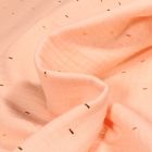 Tissu Double gaze Confettis rectangulaires dorés sur fond Rose nude