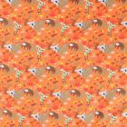 Tissu Jersey coton Bio envers molletonné  Paresseux  et koala fleuris sur fond Orange - Par 10 cm