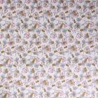 Tissu Jersey Modal Feuilles et fleurs sur fond Bleu ciel - Par 10 cm