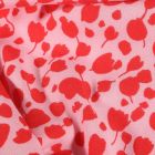 Tissu Crêpe stretch Tulipes rouges sur fond Rose - Par 10 cm
