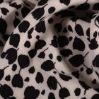 Tissu Crêpe stretch Tulipes noires sur fond Blanc cassé - Par 10 cm