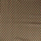 Tissu Viscose  Petites fleurs rouge et doré sur fond Vert kaki - Par 10 cm