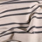 Tissu Viscose Lin Lurex Rayures grises sur fond Naturel - Par 10 cm