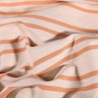 Tissu Viscose Lin Lurex Rayures saumon sur fond Naturel - Par 10 cm