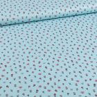 Tissu Coton imprimé Petits bouquets de fleurs et papillons sur fond Bleu - Par 10 cm