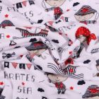 Tissu Jersey Coton Mini pirates sur fond Blanc - Par 10 cm