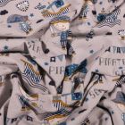 Tissu Jersey Coton Mini pirates sur fond Gris - Par 10 cm