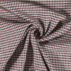 Tissu gabardine légère Petits carreaux Bordeaux et noirs sur fond Blanc cassé - Par 10 cm
