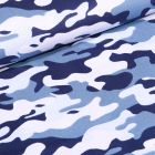 Tissu Coton imprimé Camouflages sur fond Bleu