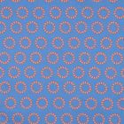 Tissu Polycoton  Rosace Pop orange sur fond Bleu lavande