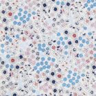 Tissu Coton Frou-Frou Fleuri N°26 Blanc - Par 10 cm