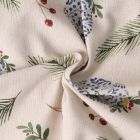 Tissu Toile de Coton  Céleste forêt d'hivers sur fond Ecru