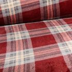 Tissu Doudou Ecossais Wilson sur fond Bordeaux