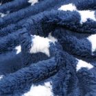 Fausse fourrure mouton Etoiles blanches sur fond Bleu - Par 10 cm