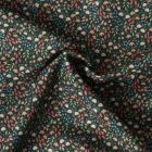 Tissu Popeline de Coton  Mélusine motif floral multicolore sur fond Vert