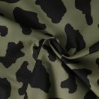 Tissu Toile de Coton  Zélina camouflage militaire sur fond Vert kaki