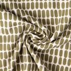 Tissu Lin lavé Viscose Célestin motif graphique Olive sur fond Ecru