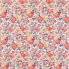 Tissu Liberty of London New Felicite Corail, jaune et bleu indigo - Par 10 cm