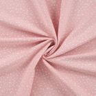 Tissu Popeline de Coton pois blancs Zeli sur fond Rose poudré