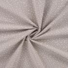 Tissu Popeline de Coton pois blancs Zeli sur fond Taupe
