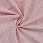 Tissu Popeline de  Coton  cœurs blancs Zivy sur fond Rose