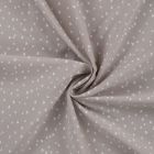 Tissu Popeline de  Coton  cœurs blancs Zivy sur fond Taupe