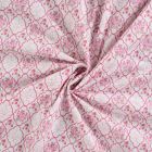 Tissu Coton imprimé Fleuris indien rose sur fond Blanc