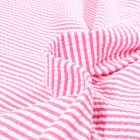 Tissu Seersucker Stretch Rayé sur fond Rose