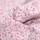 Tissu Popeline de coton Sweet Flower Pepe Rose sur fond Blanc