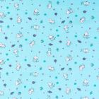 Tissu Popeline imprimée LittleBird Petites souris Blanches, roses, turquoise et grises sur fond Bleu - Par 10 cm