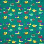 Tissu Jersey Coton Escargots sur fond Vert - Par 10 cm