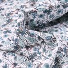 Tissu Popeline de coton Sweet Flower Apolline vert d'eau sur fond Blanc