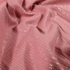 Tissu Double gaze Rayures lurex Vieux rose - Par 10 cm