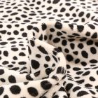 Tissu Jersey Velours tout doux Dalmatien sur fond Ecru