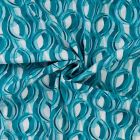 Tissu Viscose extensible Maillons stylisés sur fond Bleu lagon