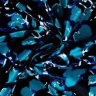 Tissu Viscose Dahlia touché satin fleurs abstraites Bleu roi et turquoise sur fond Noir