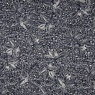 Tissu Jersey Viscose imprimé  Pois rayures et fleurs sur fond Bleu marine - Par 10 cm