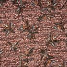 Tissu Jersey Viscose imprimé  Pois rayures et fleurs sur fond Terracotta - Par 10 cm