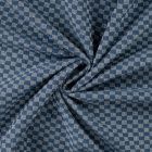 Tissu Jean Coton Carreaux sur fond Bleu denim