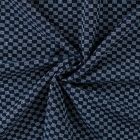 Tissu Jean Coton Carreaux sur fond Bleu foncé