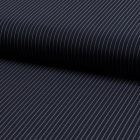 Tissu Gabardine légère et fluide  Rayures fines blanches sur fond Bleu marine - Par 10 cm