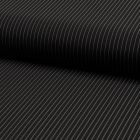 Tissu Gabardine légère et fluide  Rayures fines blanches sur fond Noir - Par 10 cm