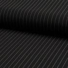 Tissu Gabardine légère et fluide  Rayures blanches sur fond Noir - Par 10 cm