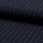 Tissu Gabardine légère et fluide  Rayures blanches sur fond Bleu marine - Par 10 cm