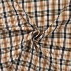 Tissu Bengaline stretch Joshua carreaux Noirs et Camel sur fond Blanc