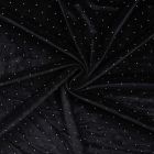 Tissu Jersey Velours Lunaria strass Argentés sur fond Noir