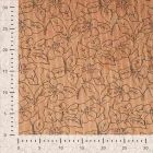 Tissu Velours Côtelé lavé  Éléane fleurs Noires sur fond Camel