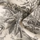 Tissu Coton Lin Maharani Noir sur fond Blanc