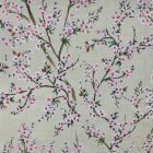 Tissu Toile de Coton Merisier sur fond Beige