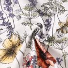 Tissu Toile Canvas Adèle fleurs Jaunes et Rouges sur fond Blanc